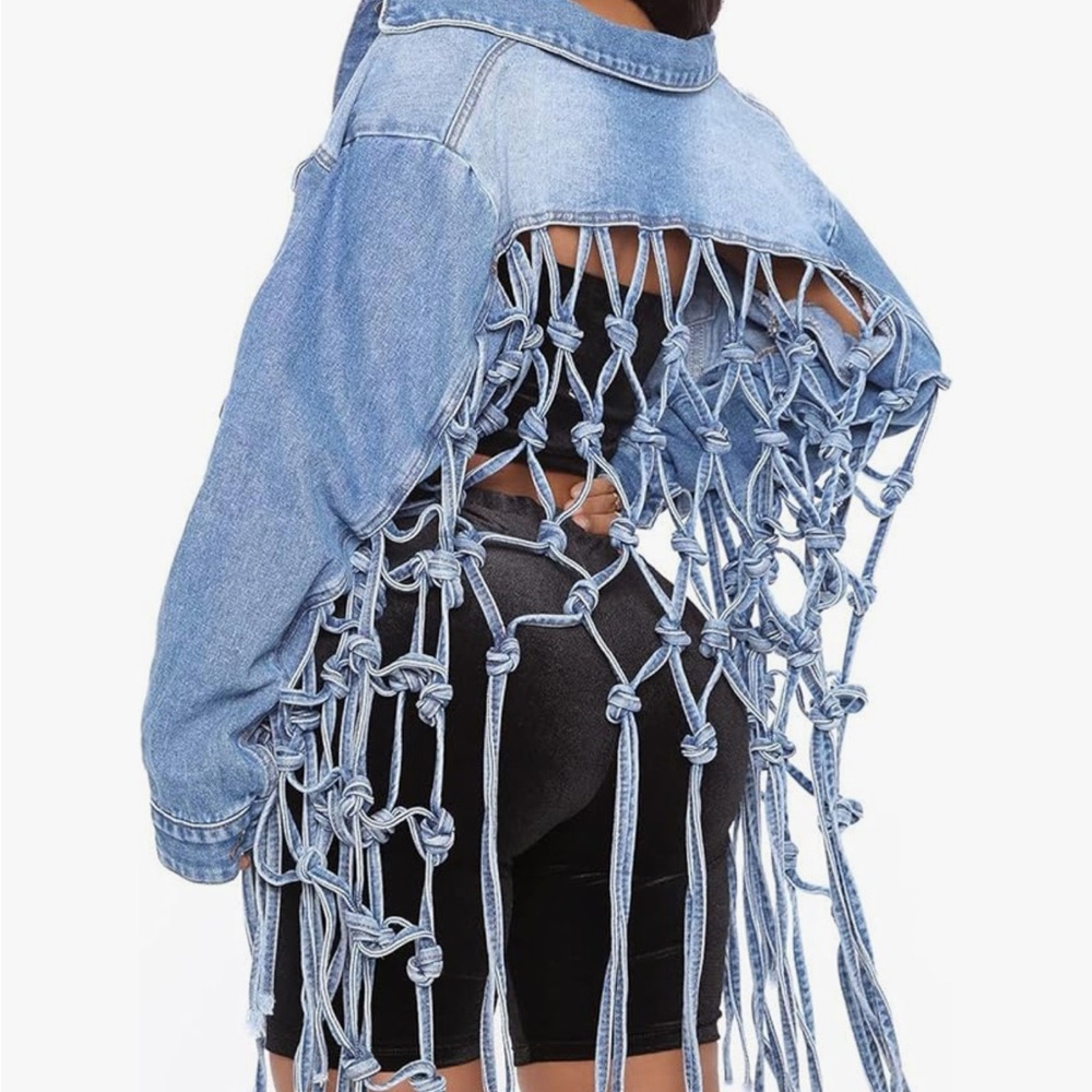 Source Unknown Light Blue Knotted Jean Jacket